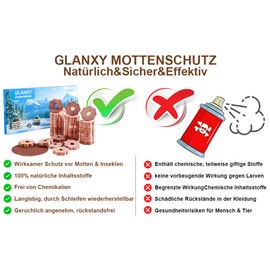 Zedernholz Mottenringe Ringe 36 Stück | GLANXY Premium Mottenschutz für Kleiderschrank | Chemiefreie Mottenfalle mit Langzeit-Schutz | Naturprodukt gegen Kleidermotten Mit Schleifpapier