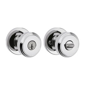 Kwikset Maven Entry Door Knob with Lock and Key, Secure Keyed Handle Exterior, Front Entrance and Bedroom, Polished Chrome, Pick Resistant SmartKey Rekey Security and Microban