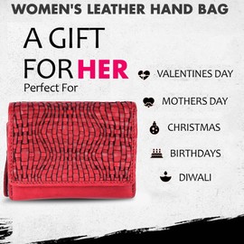 VILENCA HOLLAND Premium Genuine Leather Women's Wallet: RFID Blocking, Multiple Card Slots, Zipper Pocket - Stylish & Durable - Perfect for Everyday Use (VL-408-Red)