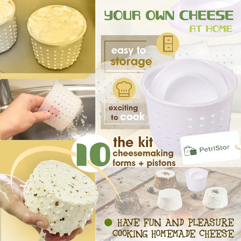 10 pcs Cheesemaking Kit with Piston Punched Сheese Maker Press
