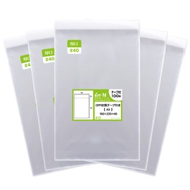 アート・エム 1up商品【国産 厚口#40】 テープ付 【100枚】A5【 A5用紙 / A4用紙2ッ折り用 】透明OPP写真袋 （透明封筒）40ミクロン（特厚）160x225+40mm