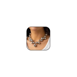 Chunky Gold Pearl Necklace for Women - Big Statement Jewelry with Silver Accents & Luxurious Beads (Pearl & Gold Chain Combo)