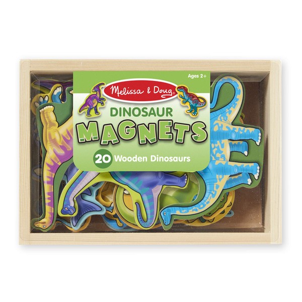 Melissa & Doug Magnetic Wooden Dinosaurs in a Wooden Storage Box (20 pcs)