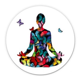 GT Graphics Express Meditation Yoga Pose Beautiful Butterflies - 20" - Large Size Vinyl Sticker - Outdoor Indoor Decor