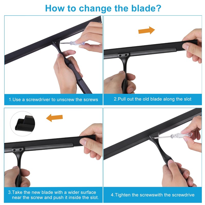 Quntis 10-Inch Matte Black Shower Squeegee for Glass Doors –