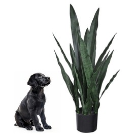JIAAUAN Artificial Plant for Indoor Snake Plant 2.6ft Tall Artificial Potted Plant Fake Sansevieria with 32 Thick Leaves Faux Plant for Home Housewarming Office Store Decoration