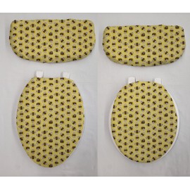 Kristin's Kreations Honey Bees Toilet Seat Lid and Tank Cover Set