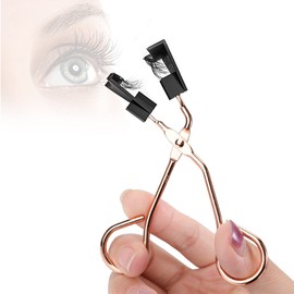 INDKOPVA Aplicador de pestañas magnéticas, clip magnético para pestañas postizas, fácil de aplicar rizador de pestañas magnético sin delineador de ojos (dorado)