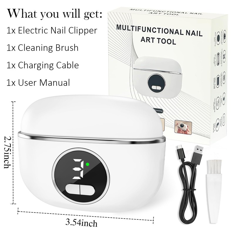 YunLuna 3-in-1 Electric Nail Clippers with Light Safe for Baby