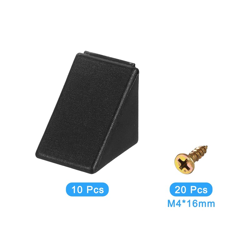 uxcell 10Pcs 90 Degree Plastic Corner Braces with Cover Cap,