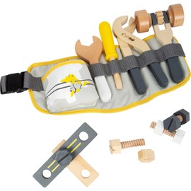 Small Foot- Construction Worker Tool Belt- 4 Piece Playset Includes Adjustable Belt, Pipe Wrench, Ratchet, Screwdriver and Spanner-Sturdy Wooden Toys- Boys and Girls Ages 3+