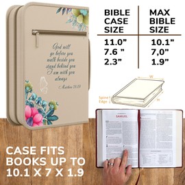 DEHITE Bible Cover Case for Women – Premium Fabric Bible Cases for Girls - Carrying Bag for Woman – Pen Slots – Zippered Pocket – Christian Floral Accessories - Large Holder