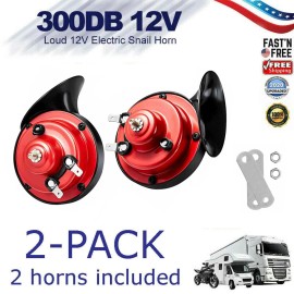 Unbranded 12V 300DB Super Loud Train Waterproof Horn for Motorcycle Car Truck SUV Boat Red