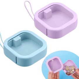 MaehSab Qtip Hair Scrunchie Dispenser Portable Bathroom Travel Accessories Organizer Cotton Buds Hair Clip Hairpin (Purple,Blue,2 Pack)