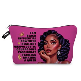 Livel lhood African American Makeup Bag Cute Small Organizer Zipper Pouch I'm A Black Queen Cosmetic Bag Inspiring Birthday Present for Black Women Friends, hzt0753, Small