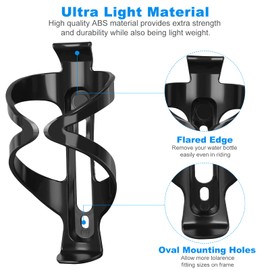 FITTOO Bicycle Water Bottle Cage, Lightweight and Strong Plastic Bike Water Bottle Holder, 6 Colors Options(1PCS Packed)(White)