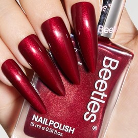 Beetles Deep Wine Red Nail Polish, Christmas Xmas Holiday Gifts,Fast Air Dry, No UV Needed – Luxurious and Long-Lasting for Fall & Winter, Perfect for New Year Party & DIY At-Home,0.51oz