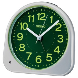 Seiko KR525S Alarm Clock, Analog Clock, Visible at Night, Silver Metallic, 4.4 x 4.6 x 2.6 inches (113 x 116 x 66 mm)