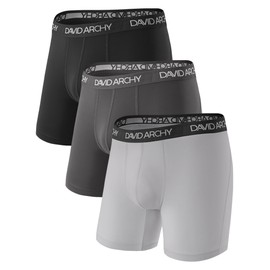 DAVID ARCHY Mens Underwear Solid Quick Dry Polyamide Boxer Briefs Active Performance Sports Waistband Ultra Soft Breathable Underwear in 3 Pack No Fly (XL, Black/Dark Gray/Light Gray - Solid No Fly)