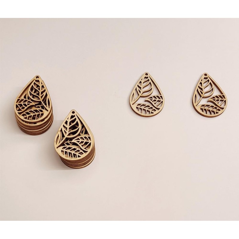 30 piezas de arete de madera de lágrima, recortes de