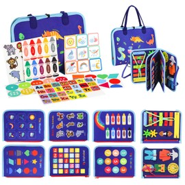 FYSL Montessori Busy Board from 1 Years, Activity Board Made of Soft Felt, Busy Book for Early Education, Fine Motor Skills, Sensory Skills, Creativity, Montessori Toy from 2 3 4 5 6 Years, Boy Girl