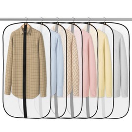 6 Pack Garment Bags 60 * 100cm, PEVA Translucent Garment Covers, 40inch Suit Storage Bags, Dress Organizer Bags Used To Protect Shirts, Winter Coats, Jackets, Evening Dresses and Other Garments