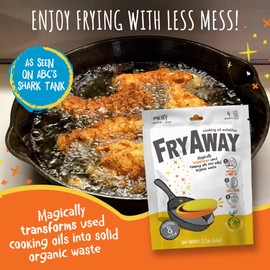 FryAway FryAway Pan Fry Cooking Oil Solidifier, As Seen on Shark Tank, Solidifies 8 Cups of Oil - Plant-Based Powder, Liquid Oil Turns Hard, Mess-Free Cleanup and Disposal - Easy to Use, Made in USA, Kosher