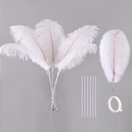Ballinger White Large Ostrich Feathers - 12pcs 24-26inch Feathers Making Kit Ostrich Feathers Bulk for Vase,Wedding Party Centerpieces and Home Decor