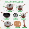 NutriChef 17pcs Brown Stackable Pots and Pans Set, Nonstick Induction
