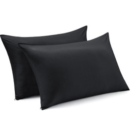 Bedsure King Size Pillow Cases Set of 2, Rayon Derived from Bamboo Black Pillowcase, Cooling Pillow Cases for Hot Sleepers with Zipper, Gifts, 20x36 Inches