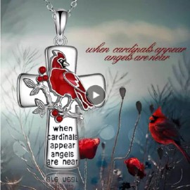 Fashion Jewelry CARDINAL QUOTE LOVE ANGELS CROSS pendant charm German Silver 20" Necklace Women