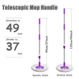 Midremer Spin Mop Replacement Mop Handle, 49-inch 360 Degrees Rotating Telescopic Replacement Mop Stick with Reinforced Plastic Disc for Spin Mop Bucket Cleaning System (Plastic Disc, Green)