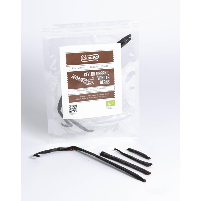 Bioura Organic Ceylon Vanilla Beans Pods 10g, Rich Aroma, Unique