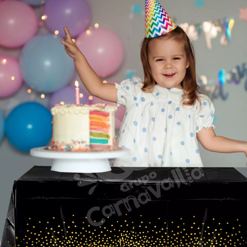 Grupo Carnavallia 6 Manteles Desechable Rectangular Negro Puntos Fiesta