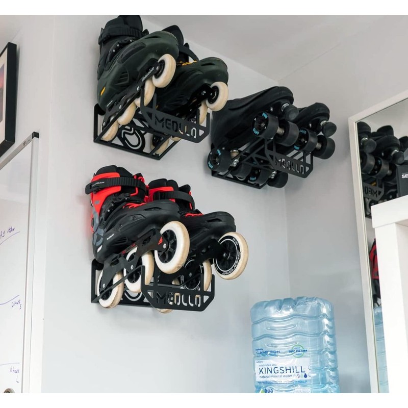 MEOLLO Roller Skates Wall Mount (100% Steel) (Black)