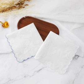 HOULIFE Embroidered Handkerchiefs for Women Cotton Vintage Flower Handkerchief Floral Embroidery Ladies Handkerchiefs for Wedding Party, Colour: 5-3 pieces, M