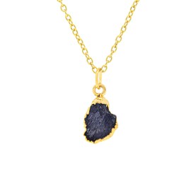 Gempires Raw Tanzanite Electroplated Pendant Necklace, Tanzanite Necklace for Women, December Birthstone Jewellery, 18 Inch Adjustable 14k Gold Plated Chain