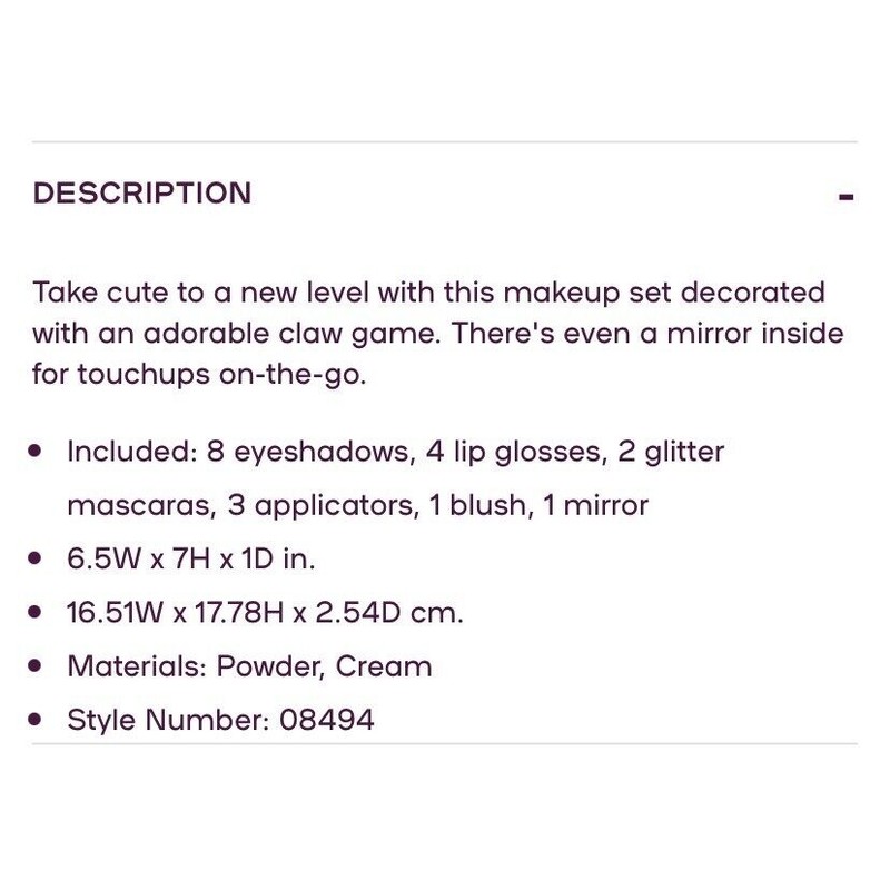 Claire’s Pink Claw Game Makeup Set Rainbow hamster Bunny Kitty
