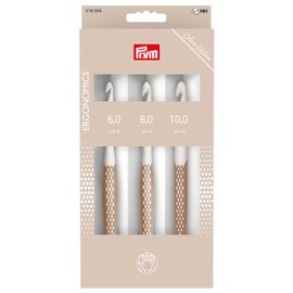Prym 218596 - Set di uncinetti in lana, prym.ergonomics, tortora, 6/8/10 mm
