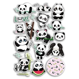 A4 Sticker Sheet Panda Vinyl Stickers - Animal Cute Cartoon Illustration Bear Art Kids Bamboo Funny Watermelon Scrapbooking Gift #78896
