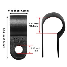 Suiwotin 60pcs 3/8 Inch Nylon Cable Clamps, R-Type Wire Cable Clips with M4 Screws, Screw Mounting Cord Fastener Wire Conduit Clamp for Wire Management (Black)