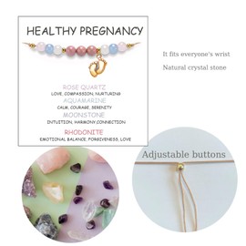 PINCHUAN Healthy Pregnancy Gifts Healing Crystals Pregnancy Bracelet Healthy Pregnancy Bracelet New Mama Bracelets Pregnant Mom Gifts Pregnancy Gift for Expecting Mom Mothers Day-Gold