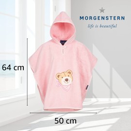 Morgenstern Hooded Bath Towel Children's Hooded Bath Poncho with Bear for Babies, pink