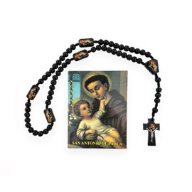 GCK Novena a San Antonio de Padua con Rosario Negro de Madera Prayer Book in Spanish with Black Wood Rosary 2 Pc Set