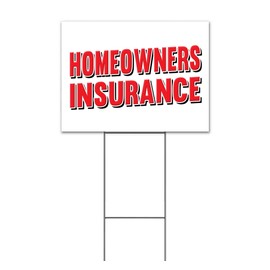 Homeowners Insurance (18" x 24") Yard Sign, Quantity Discounts, Multi-Packs, Includes Metal Step Stake, Bandit, New, Advertising, USA
