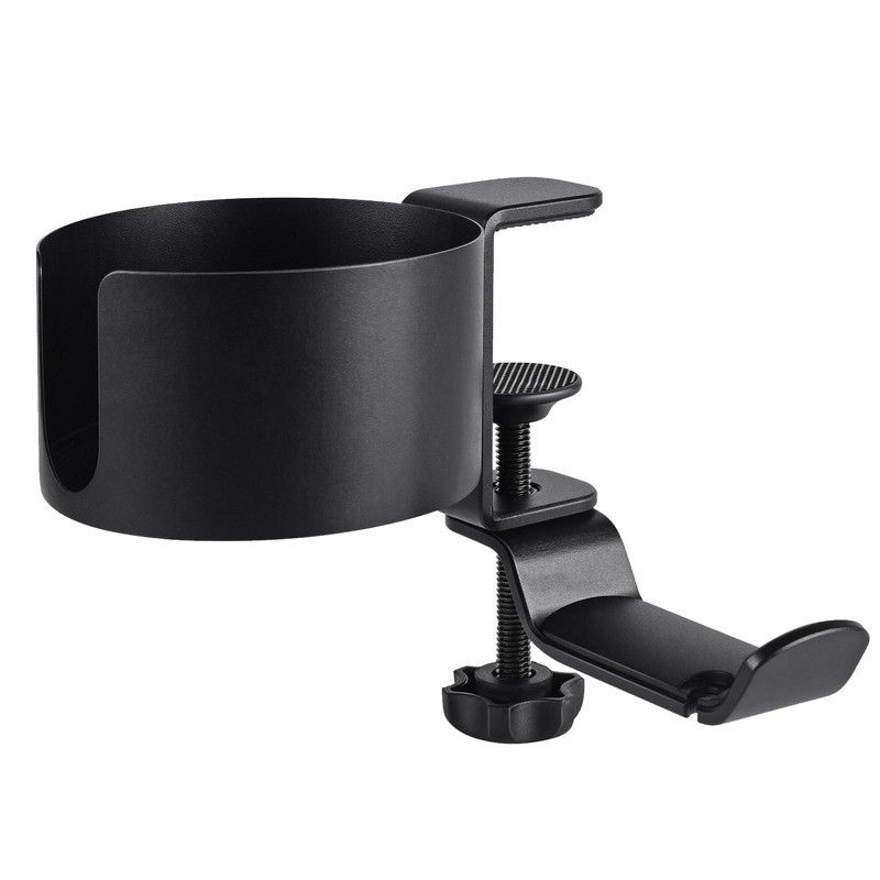 Under Desk Headphones Stand 360 Degrees Rotation Desktop Water Cup