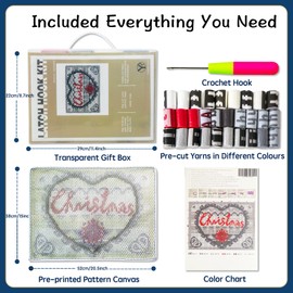 YP Latch Hook Kits for Kids and Adults DIY Rug Crafts Arts Carpet for Home Decoration Festival Gifts,20.5" X 14.5"（Christmas Greeting）