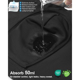 Battewa Leakproof Underwear for Men 50ML Urinary Absorbent Bladder Control Boxer Briefs Washable Reusable Incontinence Cotton Pants for Prostate Surgery, Light Leaks (Small, 3 Pack)