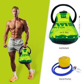 CCLIFE Water Filled Kettlebell Boiler Shaped Water Injection Kettlebell Adjustable Max. 5 kg Green