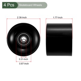 YOKIVE 4 Pcs Skateboard Wheels with Bearing, 80A Skate Scooters Replacement, Great for Skateboarding, Outdoor Street Sports (Black, 60mm OD)
